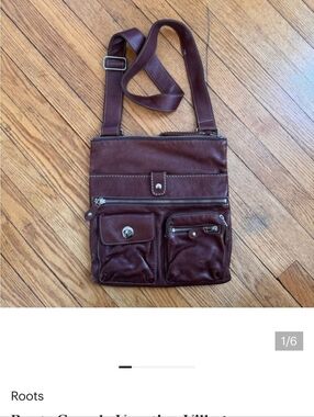 Roots Dark Purple Leather Venetian Messenger Crossbody